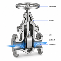 Vanne à opercule manuelle industrielle LUOKEFM Z45W-10P en acier inoxydable CF8 à tige montante, siège métallique, PN10, pour eau douce