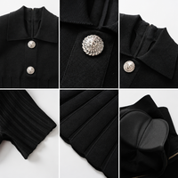 Nouvelle robe en tricot pour femmes, style été, col à revers, boutons perlés, manches courtes, Y2k, haute qualité, mode rétro, coupe évasée