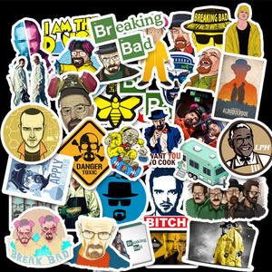 50 autocollants <span class=keywords><strong>Breaking</strong></span> <span class=keywords><strong>Bad</strong></span> US TV, étiquettes décoratives pour bagages, ordinateur portable, guitare, carnet, skateboard, autocollants en vinyle imperméables - Product Image 2