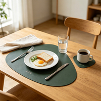 Set de table en cuir PU en forme de larme, résistant à l'eau, antidérapant, résistant à la chaleur, pliable, pour la maison, la cuisine, les fêtes, l'hôtel