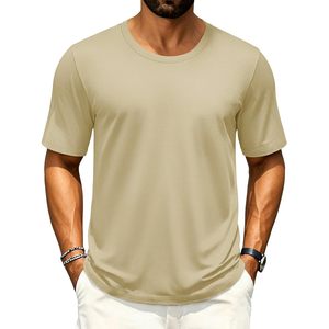 Cotrasen Men's Casual Crew Neck Basic T-Shirts Cotton Short Sleeve Summer Soft Comfort <b>Tee</b> Shirts 200 Grams Fabric Weight - Product Image 2