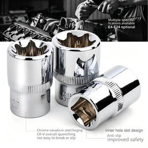 E Type Socket Set 1/2 In Chrome Vanadium Steel Spline Impact Socket Tool Case Auto Repair - Product Image 4