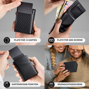<span class=keywords><strong>Portafoglio</strong></span> Personalizzato in Pelle Sintetica per <span class=keywords><strong>Uomo</strong></span> con Scomparto Portamonete con Cerniera, Protezione RFID, Porta Carte Corto in Metallo Alluminio - Product Image 2