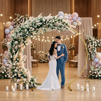 Arche de mariage ronde en fer thermolaqué or mat de 7,9 pi x 6,9 pi - Support pour arche de ballons pour anniversaire, remise de diplôme et Noël