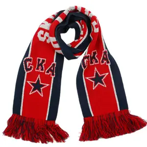Good Quality Low MOQ Custom Made Jacquard Knitted Team Frame Acrylic Football Scarf For Sale