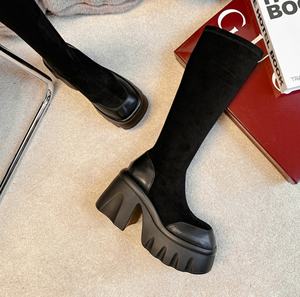 Botas de Moda para Mujer, Sexys, Metálicas, por Encima de la Rodilla, con Cierre de Cremallera, Ligeras, Cómodas, Suaves, con Diseño Sólido, para Uso Diario y Formal - Product Image 2