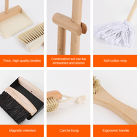Masthome Ensemble de nettoyage en bois pour enfants, jouet éducatif Montessori, kit d'entretien ménager, jeu d'imitation, balai, serpillère, pelle à poussière, brosses taille enfant