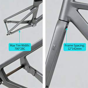 <span class=keywords><strong>Cadre</strong></span> de <span class=keywords><strong>vélo</strong></span> de <span class=keywords><strong>route</strong></span> en fibre de <span class=keywords><strong>carbone</strong></span> de conception aérodynamique, freins à disque à montage plat cachés, compatible avec les pneus larges 700*28C - Product Image 3