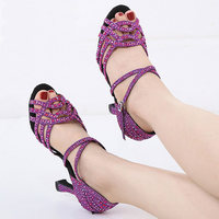 Chaussures de danse latine en strass pour femmes, chaussures de danse classiques pour salle de bal, chaussures de fête et de mariage pour dames, chaussures de danse de compétition