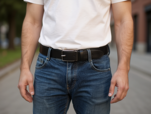 Ceinture pour homme 4.0 avec boucle automatique en acrylique 4X125Cm Noir Style décontracté - Product Image 2