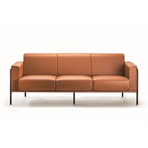 Sofá de Oficina de Dos Plazas de Diseño Moderno Matis, Tapizado en Cuero, con Cojines Extraíbles, Estructura Metálica con Tuberías Visibles, Comercial - Product Image 1