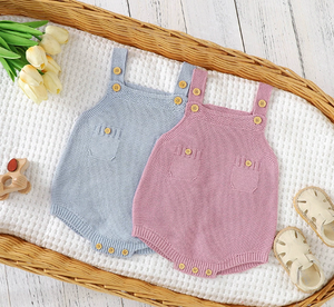 Haute qualité doux coton été sans manches combinaisons barboteuses décontracté nouveau-né bébé tricoté vêtements pour bébé filles - Product Image 4