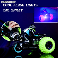 Mini moto télécommandée 5 canaux pour cascades, 3 roues, avec lumières, jouet pour enfants et garçons, idée cadeau