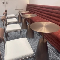 Mobilier Vital pour salon, restaurant, hôtel, table basse en acier inoxydable et laiton brossé et table d'appoint en métal, ensemble facile à assembler