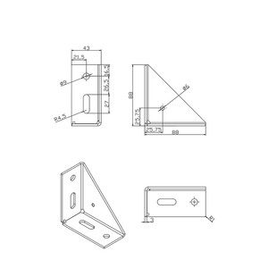 Support d'angle en <span class=keywords><strong>acier</strong></span> personnalisé 1241 45*90 utilisé pour installer le panneau avec profilé en aluminium 2550 3060 4080 4590 pour chaîne de montage - Product Image 2