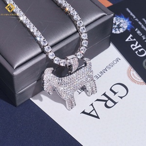 USA Warehouse GRA Certified Rhodium Plated Moissanite Hip Hop Iced Pendant 925 Sterling Silver Necklace VVS Moissanite Pendant - Product Image 3