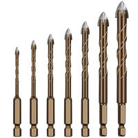 Foret à pointe croisée pour maçonnerie, pour béton, carrelage céramique, ciment, brique et verre, pointe en alliage d'acier au tungstène, tige hexagonale