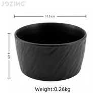 Bol à riz en céramique et porcelaine texturée noir mat écologique et durable de 4,5 pouces, bol à sauce en porcelaine pour restaurant et hôtel