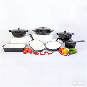 Ensemble de casseroles <span class=keywords><strong>en</strong></span> émail multicolores <span class=keywords><strong>en</strong></span> gros, ensemble de batterie de <span class=keywords><strong>cuisine</strong></span> <span class=keywords><strong>en</strong></span> <span class=keywords><strong>fonte</strong></span> de 11 pièces, casserole à induction avec couvercle, <span class=keywords><strong>cuisine</strong></span> robuste - Product Image 3