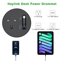 Fabrika Endüstriyel İngiltere AB ABD Fişli ABS 13A Hastane Güç Geçişli Priz 2 Çıkışlı Çift Hızlı USB Portlu Geri Çekilebilir 20W Kablolu Masa