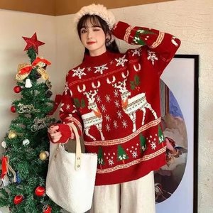 เสื้อสเวตเตอร์แฟชั่น เสื้อกันหนาวคริสต์มาส รุ่นใหม่ ทรงหลวม คอวี แขนยาว ถักทออย่างดี สไตล์ลำลอง - Product Image 6