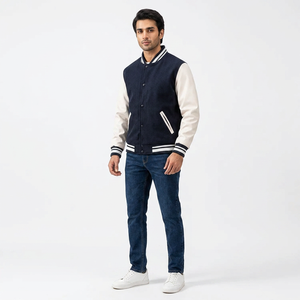 Veste de baseball pour homme avec logo brodé personnalisé sur le devant, en tissu respirant nylon/coton, de la marque FINER THREADS - Product Image 1