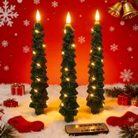 LED Weihnachts baum geformte Konus LED Eco Kerze mit Tupfen Kupferdraht Design 2PCS Flammen los für Holiday Home Party Dekor