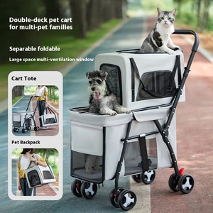 Carrito Distribuidor Cochecito Perro Gato Mascota con Transportador Desmontable <span class=keywords><strong>para</strong></span> 2 <span class=keywords><strong>Perros</strong></span> - Product Image 5