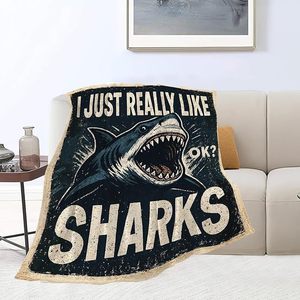 Deep Sea Fierce Shark Flannel <b>Blanket</b> <b>Throw</b> <b>Blanket</b> Nap <b>Blanket</b> Fade Resistant Lightweight for Home Office Nap Custom Print - Product Image 5