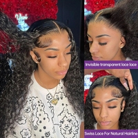 Perruque mi-tête afro bouclée en gros, dentelle transparente 13x4, cheveux humains vierges brésiliens 12A, perruques Lace Front pour femmes noires