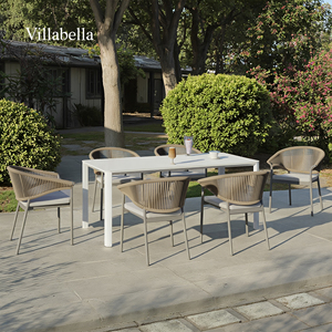 Muebles Comerciales para Restaurantes, Juego de Comedor para Exteriores, Muebles Modernos para Patio, Juego de Mesa de Jardín de Mimbre Resistente a los Rayos UV - Product Image 1