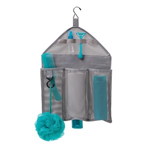 Organizer in Rete Multi-Tasca in Vinile e PET con Gancio 30x50cm Grigio - Product Image 1