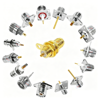 Konektor Adaptor Koaksial RF Pabrik N/SMA/BNC/UHF/7/16 DIN/4.3-10 Male Plug Flange Panel 4-Lubang Solder M3 M4 M5 Pin