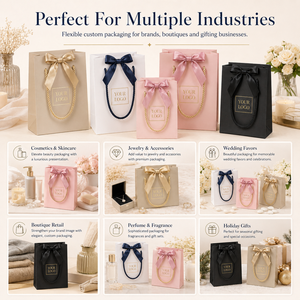 Sacs en Papier Personnalisés Imprimés Luxe en Carton Noir <span class=keywords><strong>Kraft</strong></span> <span class=keywords><strong>Sac</strong></span> <span class=keywords><strong>Cadeau</strong></span> Avec Poignée en Ruban pour Shopping avec Votre Propre Logo - Product Image 3