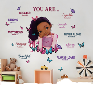 Autocollants muraux amovibles style féminin de fille noire de dessin animé, vous êtes des <span class=keywords><strong>proverbes</strong></span> <span class=keywords><strong>anglais</strong></span>, salon, étude, chambre à coucher - Product Image 4