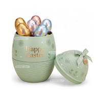 Coffret cadeau en forme d'œuf entièrement personnalisable, boîte à trois couches en papier texturé fait main avec couvercle et base pour le festival de Pâques