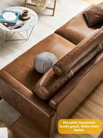 Canapé en cuir pleine fleur huilé et ciré de luxe, style italien moderne vintage minimaliste, fauteuil une place, assise en cuir de vachette premium