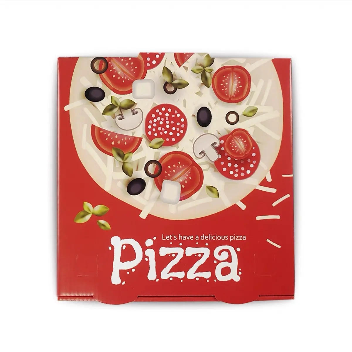 Eco Friendly a medida Etiqueta Privada OEM Pizza caja de papel corrugado negro embalaje personalizado cajas ranuradas