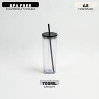 Gobelet isotherme transparent en acrylique à double paroi de 24 oz, style boule à neige, avec trou au fond, pour boissons chaudes et froides, idéal pour la rentrée scolaire des enfants