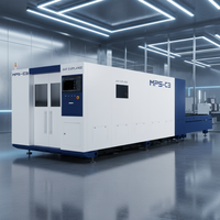 Machine de découpe laser à fibre HANS MPS C3 6000W avec couvercle fermé et plateforme d'échange