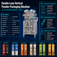 Machine d'emballage de poudre à double voie 60-70 sachets/min, remplissage à vis sans fin pour lait en poudre, épices, café VFFS
