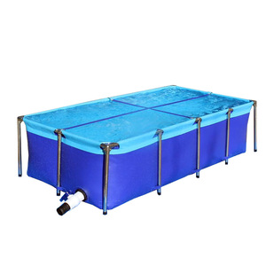 Bassin d'élevage de poissons pliable en PVC pour intérieur et extérieur, réservoirs à poissons mobiles en PVC avec structure en acier inoxydable - Product Image 2