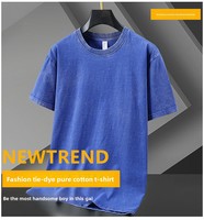 Kaos Pria Vintage O-Neck Batik Bermotif Polos 260G Katun Murni Combed Dicuci Bernapas Lengan Pendek Longgar