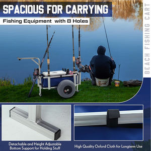 Chariot de camping pliable robuste avec roues à ballon et logo personnalisé, chariot de plage, chariot de pêche avec grandes roues pour le sable - Product Image 5