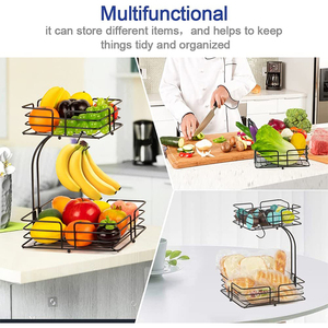 Mode Chefarone Fruit <span class=keywords><strong>Etagere</strong></span> 2 niveaux panier <span class=keywords><strong>Meta</strong></span> multifonctionnel panier de fruits empilable panier pour fruits et légumes - Product Image 5