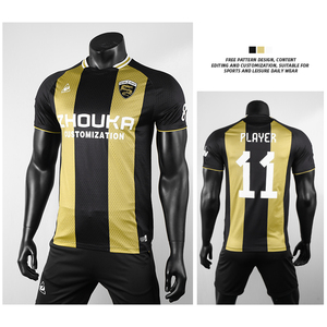 Op maat gemaakte OEM Jacquard sublimatie sporttenue voetbalteam uniform voor heren, hoge kwaliteit gestreepte stijl voetbalshirts & tops - Product Image 2