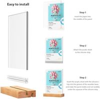3 Pack 5x7 Inch Vertical Slant Display Acrylic Sign Holder Wood Base Plexiglass Display Stand Model Pop A4 Size 2mm Thickness