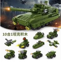 Brothers 9114 Tank Military Aircraft 10-en-1 Jouet d'assemblage de blocs de construction éducatifs pour enfants