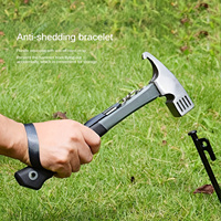 Marteau de camping robuste avec démontage de piquet de tente Marteau de tente en acier 12.6 "-Maillet de tente à poignée recouverte de caoutchouc avec sangle de maintien