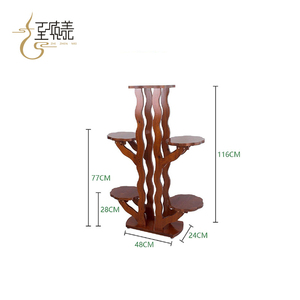 Soporte de madera para plantas y flores, expositor de macetas, estante de madera al por mayor de China, color verde para suelo. - Product Image 3